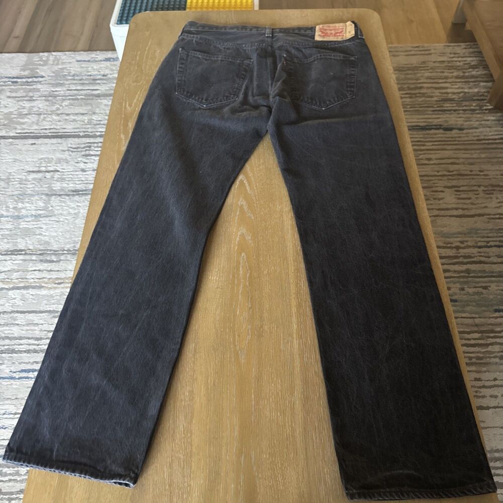 Levi Strauss 501 Jeans Men's 36x34 Faded Black Straight Leg Denim VTG-Like - Picture 4 of 16